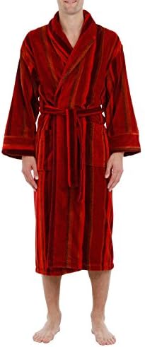 Bown of London - Gold Label - Men's Luxury Striped Velour Dressing Gown, Thick 450g Velour &amp; Extra Long (X-Large)