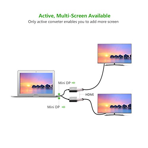 UGREEN Aktive Mini Displayport auf HDMI Adapter 4K Auflösung inkl. Audio Übertragung mini DP Stecker zu HDMI Buchse vergoldete Kontakte Schwarz - 6