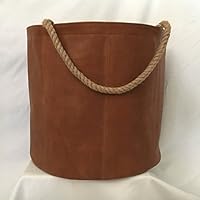 Holzkorb fuer Kamine, Kaminholzkorb aus echtes Leder - 100% Italienische Handwerkskunst –Holzkorb aus Leder 40x40x38cm