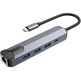 Coverzone USB-C to Gigabit Ethernet Adapt&ouml;r 3 Port USB 3.0 Hub + PD Şarj Destekli &Ccedil;oklayıcı, 1000 Mbps RJ45 Kablolu İnternet,