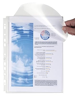 Exacompta - Réf 5503E - Un Sachet de 10 Pochettes Perforées Polypro Lisse avec Soufflet de 2,5 cm et Poche avant A4 20/100ème Ouverture par le Haut