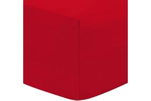 DTEX HOMES Extra Deep Fitted Sheets 16"/40CM Polycotton Deep Bedsheets, King - Red