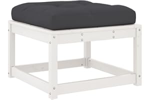 vidaXL Repose-Pied de Jardin avec Coussins, Pouf de Palette, Table Basse de Terrasse, Meuble Modulaire de Salon Balcon, Blanc Bois de Pin Massif