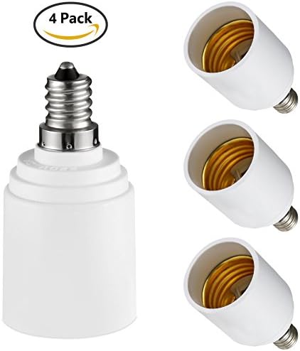 E12 to E26 Adapter E12 Base to E26 Socket, Heat Resistant, Simple to Use, 4 Pcs