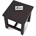 CARTADEN Wooden Stool for Sitting, 11.5 in Solid Wood Chair Footrest Crafted Black Hand-Painted Stool for Living Room Bedroom Playroom Furniture Step Stool for Adult Toddler Children Square Corner