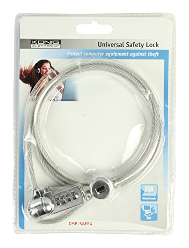 KOENIG Kabelschloss mit Zahlenkombination Diebstahlschutz fuer PC Laptop Notebook Display - 6