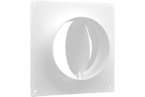 H&C VENT Bride murale 150 mm diamètre avec clapet anti-retour - Raccord de tuyau blanc pour conduit de ventilation PVC HVAC