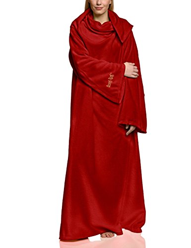 Snug Rug Lite 260g pro m² Fleecedecke mit Ärmeln, kuschelige Wohndecke mit den Maßen: 152 cm x 213 cm, Farbe: Rot