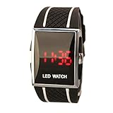 Herren Digitale Sportuhr Kimdera Militär Analog Digitale Outdoor Uhr für Männer LED Uhren elektronische Gegenlicht Wasserdicht Leder Digitaluhr Armbanduhren (weiß)