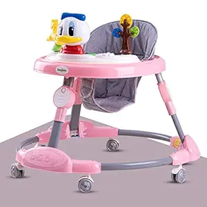 BAYBEE Kidzee Baby Round Walker with 3 Position Adjustable Height (Pink, 6-18 Months)