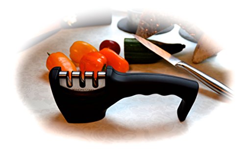 MYHOMESTARS Premium Messerschärfer , Messerschleifer für Keramik – und glatte Edelstahlmesser. Nie mehr stumpfe Messerklingen für das absolute Kochvergnügen ! - 3