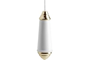 Taps2Traps® Traditional White & Gold Ceramic Porcelain Bathroom Light Pull Cord with Rubber Bumper