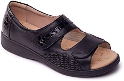 Padders Plus Women's Leather Sandal 'Grace' | Plus+ Range For Extra Width &amp; Comfort | Super Wide EEEE Fit | 35mm Heel