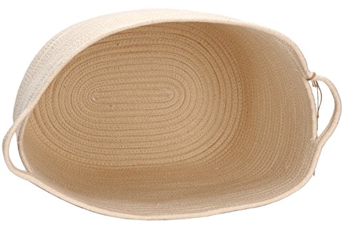Sea Team 40,6 x 33 cm Oval Natürliche Baumwolle Gewinde geflochten Seil Aufbewahrungskörbe mit Griffen für Kindergarten Kid ’s Room Aufbewahrung cremefarben - 3