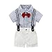 Produktbild Fenverk 2Pc Baby Jungen Bodysuit Tuxedo Gentleman Kurzarm Strampler HosenträGer Bowknot Kinder Kleinkind Junge Kleidung Spielanzug Sommer Babys Taufe Hochzeit 3-24 Monate(Blau a,2-3 Jahre)