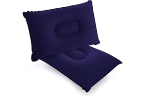 SUTAFOR Lot de 2 Coussins Gonflable de Camping Ultralégers Oreillers pour Les Voyages Les Excursions Coussin de Plage 34x22 cm, Bleu