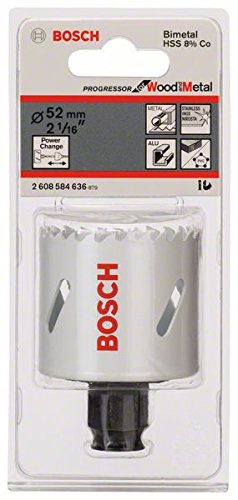 Bosch 2608584636 Progressor Hole Saw, 52mm Ø, 16cm x 5.4cm x 4.6cm, Blue