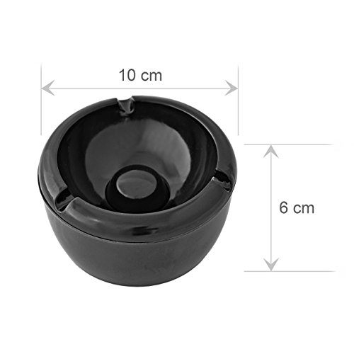 Aschenbecher Ascher aus Kunststoff – 3 Stück – Farbe: Schwarz – Durchmesser 10,0 cm – einfach – cool – günstig - 3