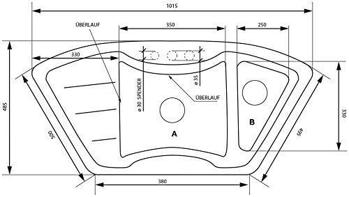 Eckspüle aus Granit VENDETTA in GRAPHIT | Einbauspüle ab 80er Unterschrank | 1,5-Becken-Küchenspüle mit Abtropffläche | Antibakterielle Beschichtung | incl. kompletter Ab-/Überlaufgarnitur + Drehexcenter + 2 Siebkorbventilen - 4
