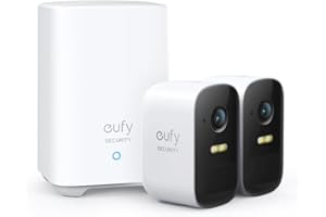 eufy Security,eufyCam 2C 2-Cam Kit,zewnętrzna kamera bezpieczeństwa,bezprzewodowy system ochrony domu z180-dniową żywotnością baterii, kompatybilność z HomeKit,1080p HD,IP67 (Dwa zestawy kamer)