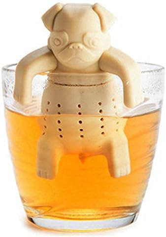 UUFEB Silicone Tea Coffee Infuser Pug In A Mug Teapot Herbal Spice Strainer Filter (Beige)