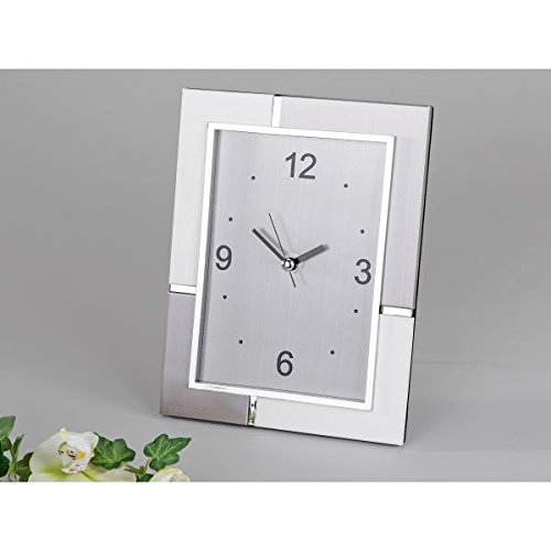 Tischuhr BILDERRAHMEN, 18x22cm, silber matt, Formano