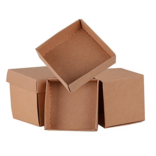 100 stk. Kraftpapier Bonboniere (mit Juteschnur und Geschenk Etikett) 5x5x5 cm Geschenkboxen Hochzeit Weihnachten Pralinenschachtel Geschenkverpackung Tüten für süßigkeiten Karton - 5