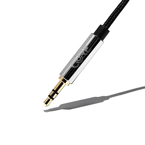 Core 3.5mm Gold Plated Nylon Braided Auxiliary Audio Cable (4ft / 1.2m) Tangle-Free AUX Cable for Headphones, iPods, iPhones, iPads, Home / Car Stereos and More (BLACK)
