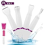 ❤ 【4-in-1-Multifunktions-Elektrorasierer Damen】 Dieser Elektrorasierer für Frauen besteht aus einem 4-in-1-Scherkopf, einem präzisen Scherkopf, einem präzisen Schneidkopf und einer Gesichtsreinigungsbürste. Sie können es ersetzen, um Ihren unterschiedlichen Bedürfnissen gerecht zu werden. Rasieren Sie das Haar sicher und schmerzfrei, damit es an Fingern, Wangen, Augenbrauen, Kinn, Oberlippen, Koteletten und Nacken schimmert.