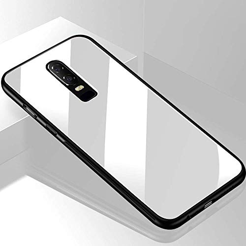 Nik case Shockproof Toughened Glass TPU Back Cover for for OnePlus 6T (White)