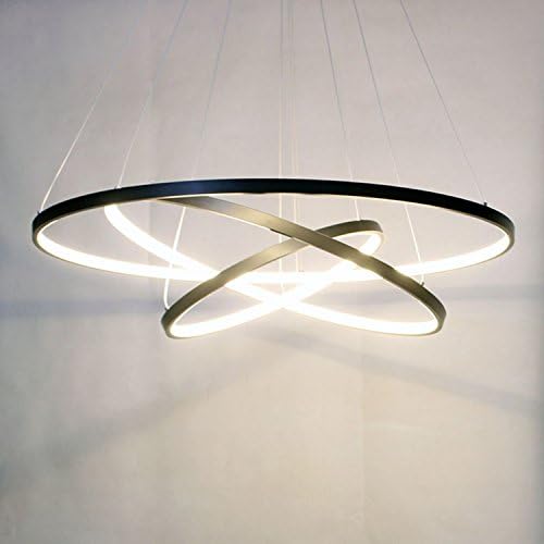 Unitary Brand Modern Gray Acrylic Nature White LED 3 Rings Pendant light with Max 90W Chrome Finish