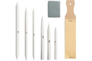 TSUWNO Kit Accessori Disegno: Blending Stumps, Tortillions, Carta Vetrata, Matita Pointer e Gomma Pane. 8 Pezzi di Alta qualità.