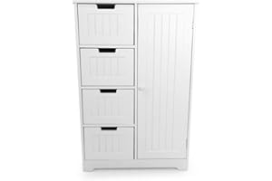 AVC Designs Bathroom Cabinet Bedroom Dresser Nursery Storage Cupboard 4-Drawer Plus Door