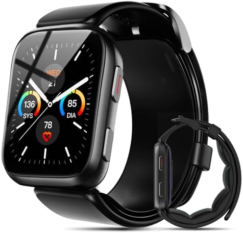 Smart Watch, orologio per pressione sanguigna, 1,95 pollici, con polsino della pompa dell'aria, sfigmomanometro per sonno e registrazione sportiva da 50 +, Android e iOS supporta funzioni di