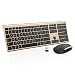 Produktbild Wireless Tastatur mit Maus Combo, Jelly Comb 2,4Ghz Ultra Dünne Drahtlose Tastatur und Maus Wiederaufladbar Tastatur(QWERTZ, Deutsches Layout) für Laptop PC und Smart TV (Schwarz und Gold)