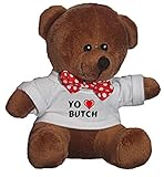 no contiene material tóxico Oso de peluche con Amo Butch en la camiseta (nombre de pila/apellido/apodo)