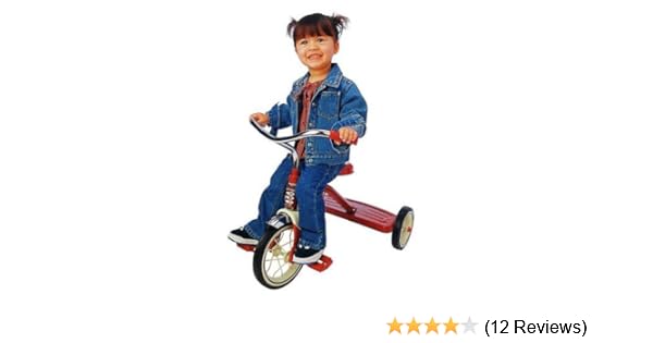 classic red tricycle with push handle