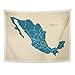 Produktbild Tapestry Division Modern Map Mexico with Federal States Mx Country Simple Home Decor Wall Hanging for Living Room Bedroom Dorm 60x80 inches