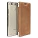 Produktbild Urcover® Huawei P9 Handy Schutz-Hülle – ECHT LEDER Tasche – [Handgefertigt] Bookstyle Flip Case Cover mit Kartenfach | Transparente bruchsichere Schale - Rundum-Schutz Zubehör Farbe: Hell Braun