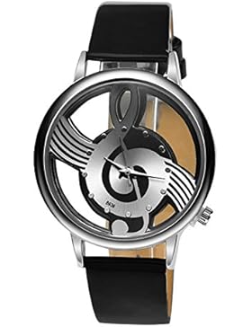 Kuulee Mode Frauen Herren Uhren Musik Notation PU Leder Quarz Armbanduhr Damen Uhr