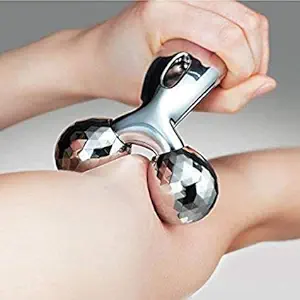 DEETTO 3D Massager Roller 360 Rotate Silver Thin Face Full Body Shape | Lifting Wrinkle Remover Facial Massage Relaxation Tool for Men and Women