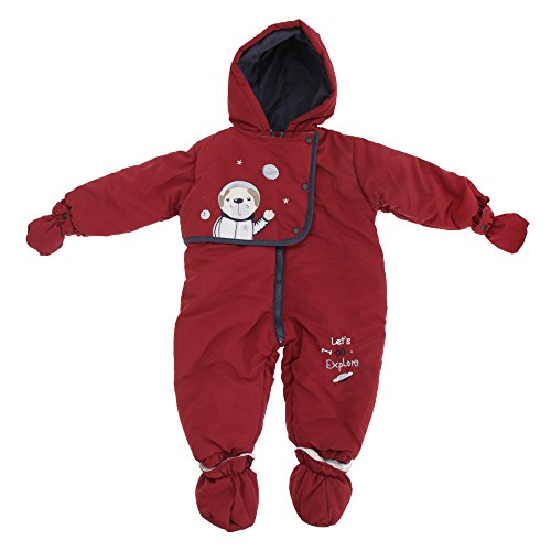Baby Boys Space Dog Lets Go Explore All In One Hooded Winter Snowsuit (9-12 Months) (Wine)