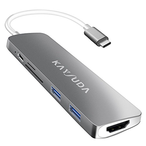 Hub USB C, adaptador USB tipo C con USB PD Suministro de energía con salida de video 4K HDMI, 2 puertos USB 3.0, puerto lector de tarjetas SD y TF para Macbook pro 2016/2017 Samsung S8/Plus