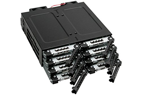 Icy Dock ToughArmor MB998SP-B – Backplane-Modul für 8x 2,5 Zoll (6,4cm) SATA SSD/HDD in 1x 5,25 Zoll (13,3cm) – Vollmetall – Schwarz - 5