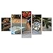 Produktbild Loiazh - Bilder Vlies Leinwandbild 5 Teilig Kunstdruck modern Wandbilder Wanddekoration Design Wand Bild - Frameless - Geschenk 55x22 45x20x2 35x20x2(cm)