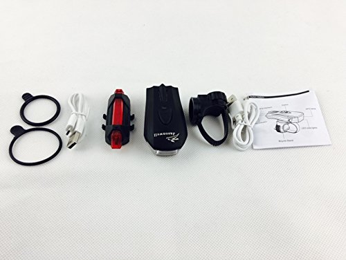 Jasonwell Superhelle, smarte, strapazierfähige Fahrradlampe aus Aluminiumlegierung, per USB aufladbar, LED-Fahrrad-Kopflampe, GRATIS per USB aufladbares RÜCKLICHT inklusive, 400 Lumen LED-Fahrradlicht - 9