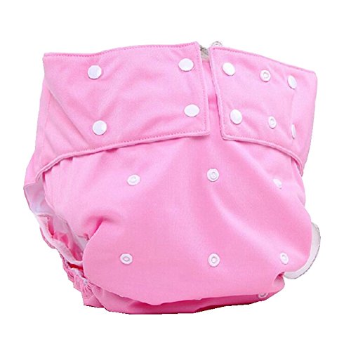 LukLoy - Teen / Adults Cloth Diapers with 2pcs Inserts for Incontinence Care -Dual Opening Pocket Washable Adjustable Reusable Leakfree (Pink)