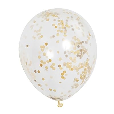 Unique Party - 49595 - Paquet de 6 Ballons Confettis - 30 cm - Or