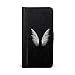 Produktbild licaso S6 Faltbare Kunstleder Hülle in Schwarz mit White Angel Wings Klappbare Leder Handy Hülle mit Magnetverschluss - 2in1 Smartphone Flip Case & Brieftasche Portemonnaie Zubehör