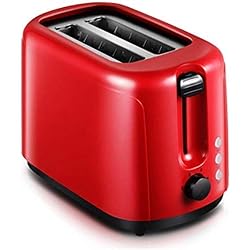 RENXR 750W Mini Grille-Pain à 2 tranches Petit-déjeuner Machine Toasters Extra Larges Machines à sous Dégivrer Réchauffer 6 Modes de contrôle Browning Rouge